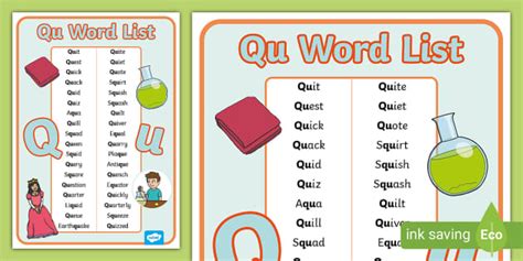 Qu Word List | KS1 Phonics | Qu Words | Teacher-Made
