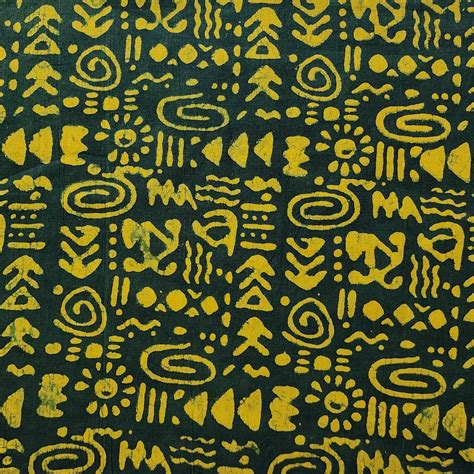 Pure Cotton Dabu Dark Green With Yellow Warli Design Hand Block Print ...