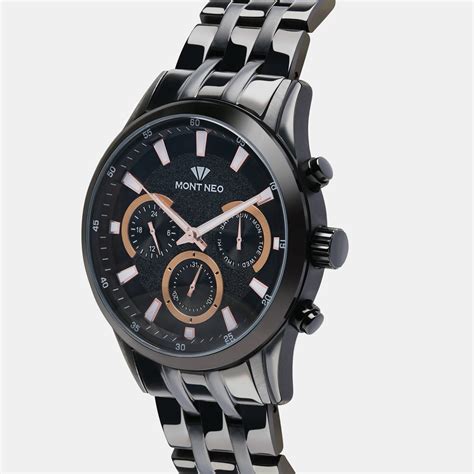 Mont Neo Men's Chronograph Round Dial Quartz Silver Stainless Steel ...
