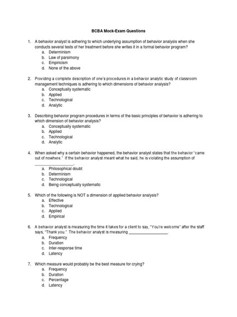 Image result for Bcba Exam Questions