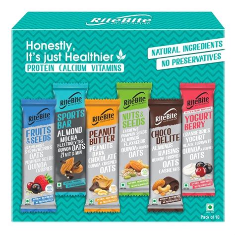 RiteBite 4g Protein Bar, Assorted Pack | With Quinoa, Oats | No ...