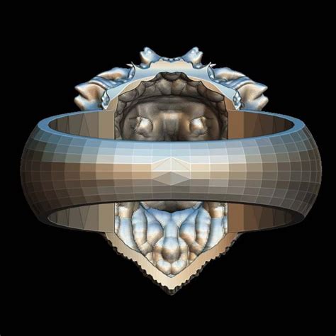 King Lion Head 3D Model Ring