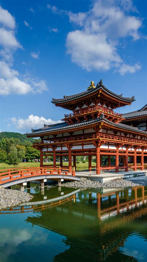 Download wallpaper pond, reflection, Japan, temple, Uji, Kansai, Byodo ...
