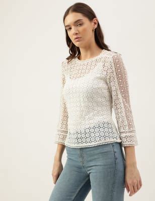 Embroidered Round Neck Blouse