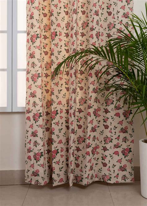 Wild Roses 100% cotton floral curtain for Living room & bed room - Roo