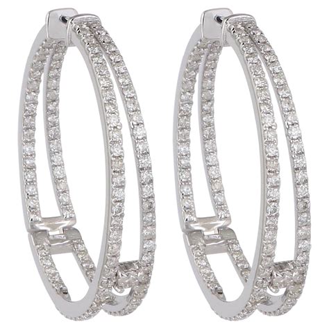 Diamond Gold Double Hoop Earrings at 1stDibs