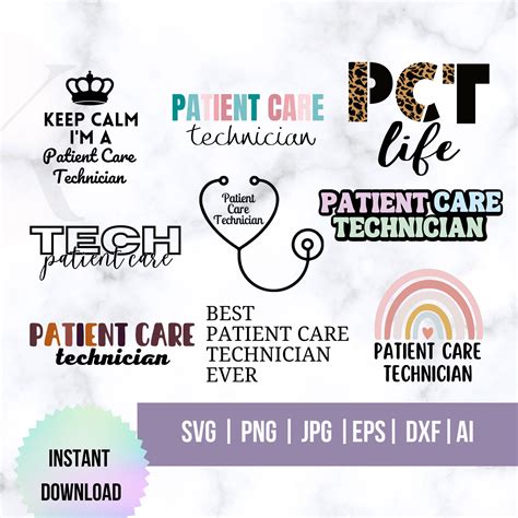 Patient Care Technician Svg Bundle, Patient Care Tech Svg, PCT Svg Bundle Retro Rainbow Wavy ...
