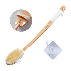 Buy Detachable Wooden Bath Brush with Long Handle - Natural Bristles ...
