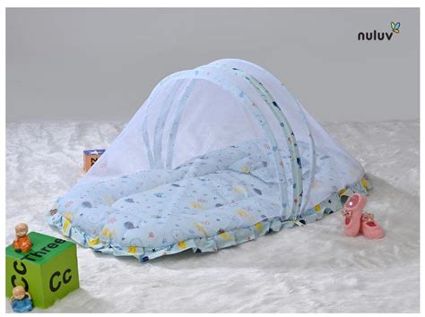 Nuluv Bed with Mosquito Net : Blue (100% Organic Cotton With Anti Micr ...