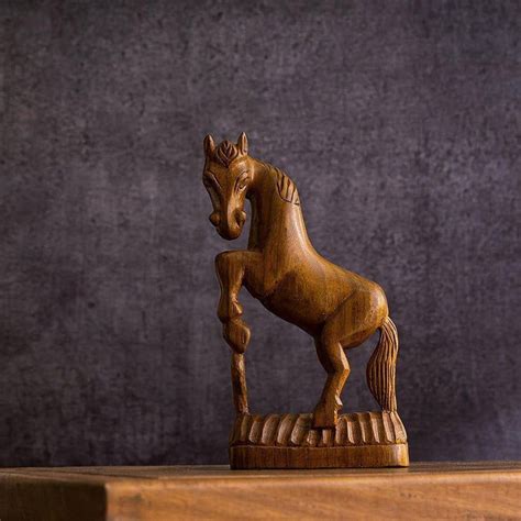 Shop Handcrafted Wooden Racing Horse Statue | Animal Showpiece For ...
