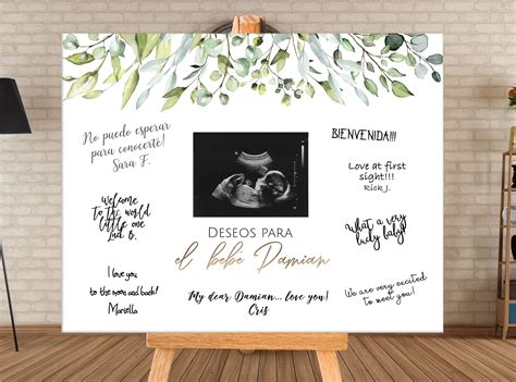 Spanish Baby Shower Baby Ultrasound Sonogram Guestbook, Greenery Baby ...