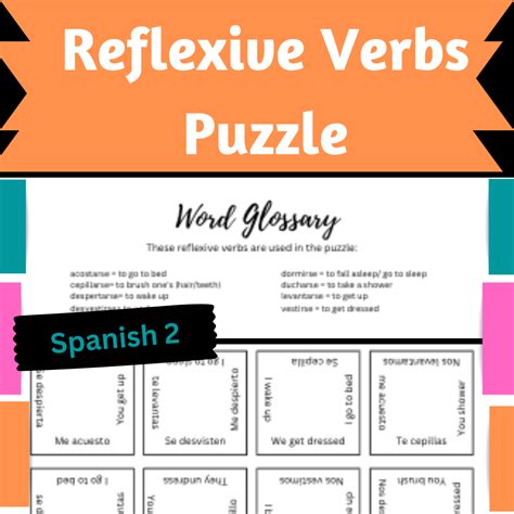 Spanish Reflexive Verbs Puzzle, Present Tense | Made By Teachers