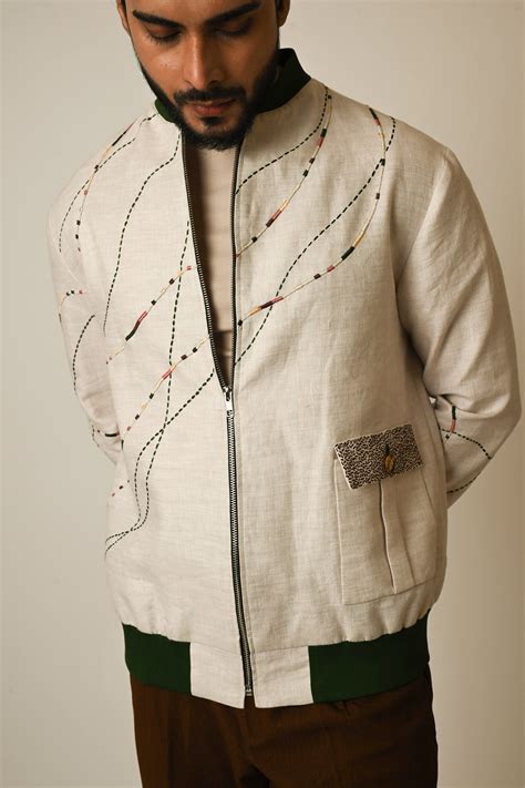 Linear Linen dusty bomber jacket – Ganpatis