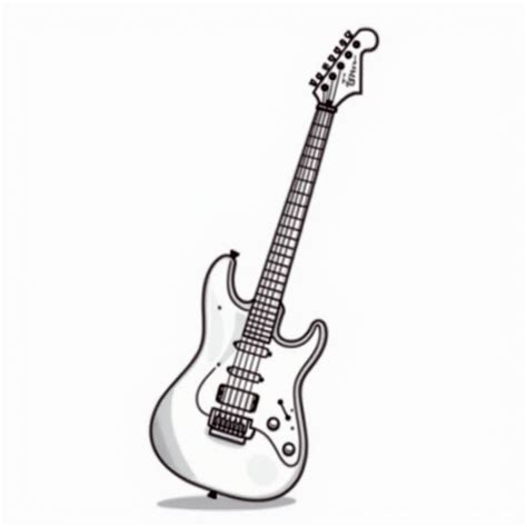 draw an electric guitar with a black line on a white background in a ...