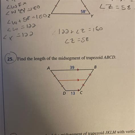 Find the length of the midsegment of trapezoid ABCD. pls show yr work ...
