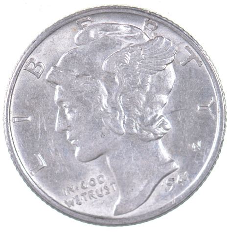 Unc BU MS 1941-S US Mercury 90% Silver Dime Coin Collection Lot Set ...