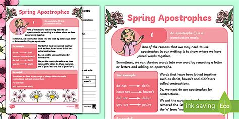 Activity Spring Apostrophes