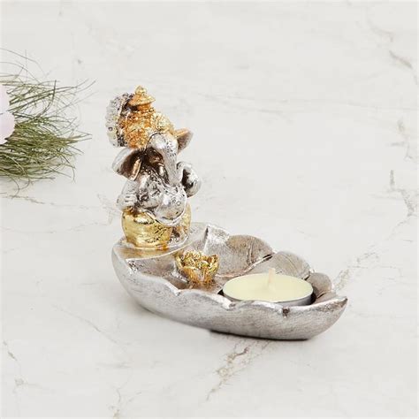 Buy Corsica Jaguar Polyresin Ganesha Figurine with T-Light Holder from ...