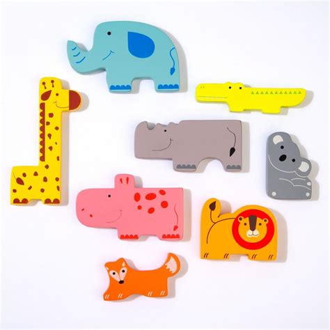 Cots & Cuddles 8pc Wooden Animals Stacking Toy for Toddlers 6 months+ ...