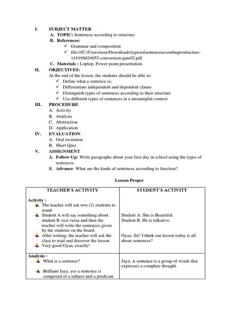 Image result for Syntax Lesson Plan Examples