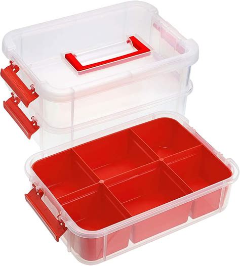 Buy JUXYES 3-Tiers Stack Carry Storage Box With Divided Tray ...