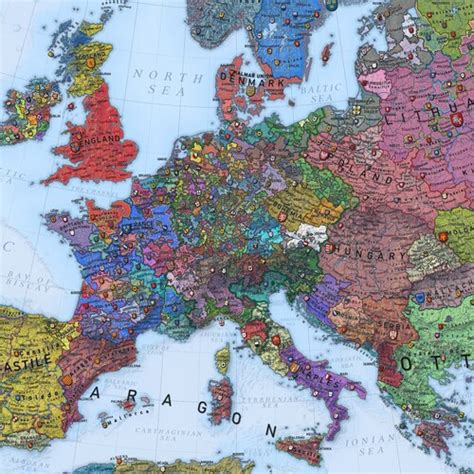 Europe 1444 History Map - Etsy India