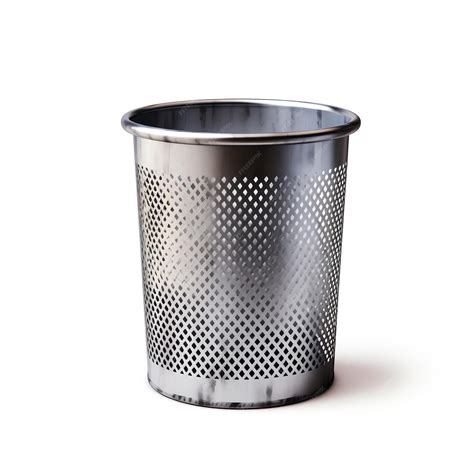 Premium Photo | A silver trash can with holes