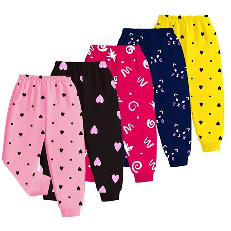 Buy Kuchipoo Baby Girl Mid Rise Regular Fit Pyjamas - Pack of 5 ...