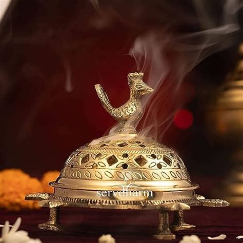 Jaszz Art Brass Peacock Design Dhoop (6in and 1 kg) Dani Pot | Loban ...