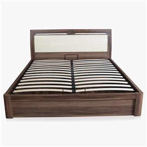 Buy Akron Crystal Brown King Size Bed With Hydraulic Storage from Home ...