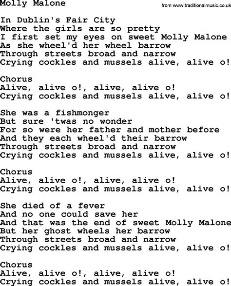 Molly Malone by The Dubliners - song lyrics and chords