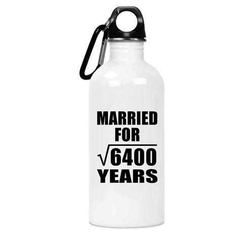 80th Anniversary Married For Square Root of 6400 Years - Water Bottle ...