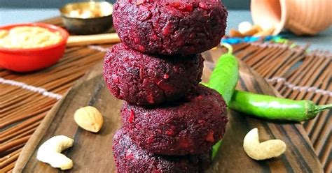Baked Nutty Beetroot Tikkis Recipe by Drashti Dholakia - Cookpad