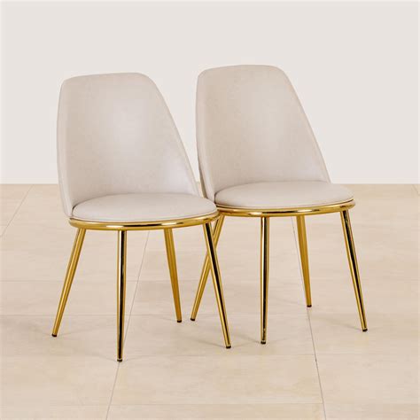 Buy (Refurbished) Vegas Set of 2 Faux Leather Dining Chairs - Grey from ...