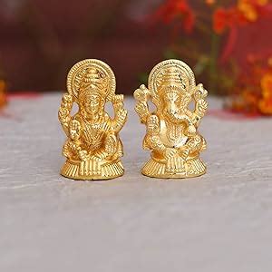 Buy Collectible India Metal Laxmi Ganesh Idol Set - Gold Plated Lakshmi ...