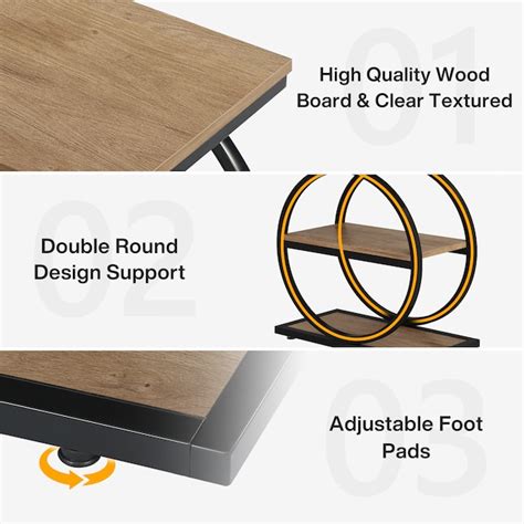 Tribesigns End table 23.62-in W x 25.59-in H Brown Wood Rectangular ...