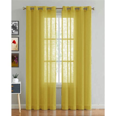 Fort Absolute Yellow Cotton Sheer Curtain | HomeMonde