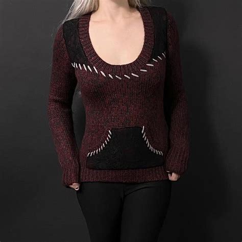 BKE dark red sweater with front lacey pocket. It’s... - Depop