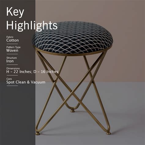 Buy Quad Fabric Cross Leg Metallic Stool Online in India | Nestroots