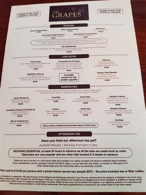 Grapes Restaurant & Bar Jerome Menu at Isla Lascelles blog