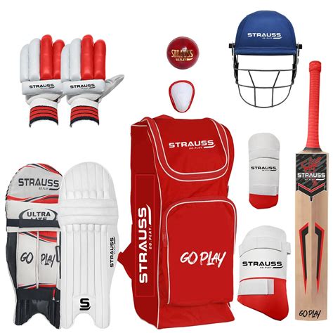 Strauss Kashmir Willow Cricket Kit Bag | Includes Leather Cricket Ball ...