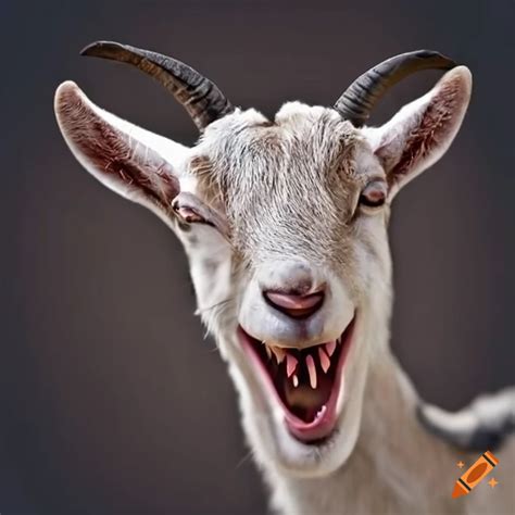 Goat with human teeth laughing on Craiyon