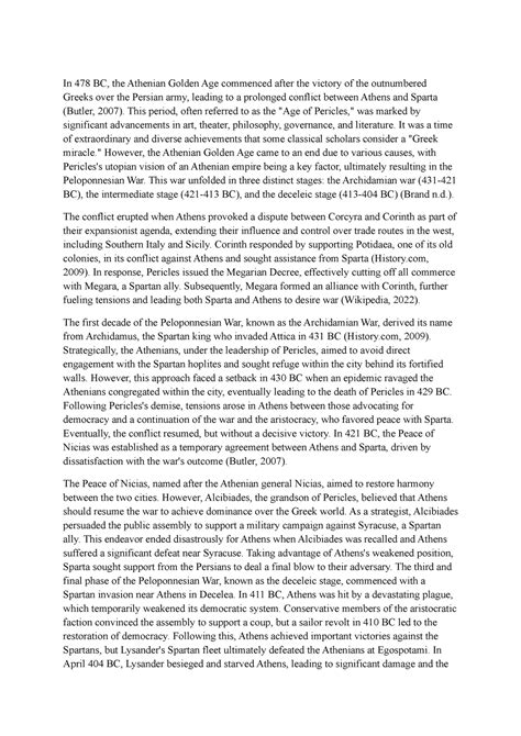 Hist 1421 greek and roman lj 3 - In 478 BC, the Athenian Golden Age ...