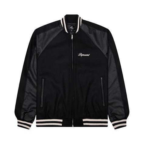 Represent Clo Raglan Varsity Jacket Black Price in India | Culture Circle