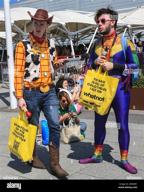 London, UK. 27th May, 2023. Sheriff Woody Pride (Buzz Lightyear) and a ...