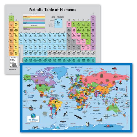 2 Pack Periodic Table Of The Elements Poster Grey Illustrated ...
