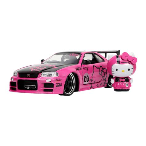 Hello Kitty - 2002 Nissan GTR (R34) with Hello Kitty 1:24 Scale Dieast ...