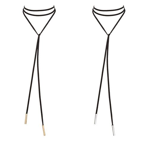 Streamline Black Velvet Wrap Choker Tattoo Long Rope Necklaces Punk ...