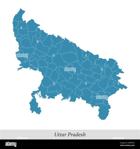 map of Uttar Pradesh is a state of India with borders districts Stock ...