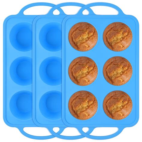 Amazon.com: 3 PCS Silicone Cupcake Pan, 6 Cups Silicone Muffin Pans For ...